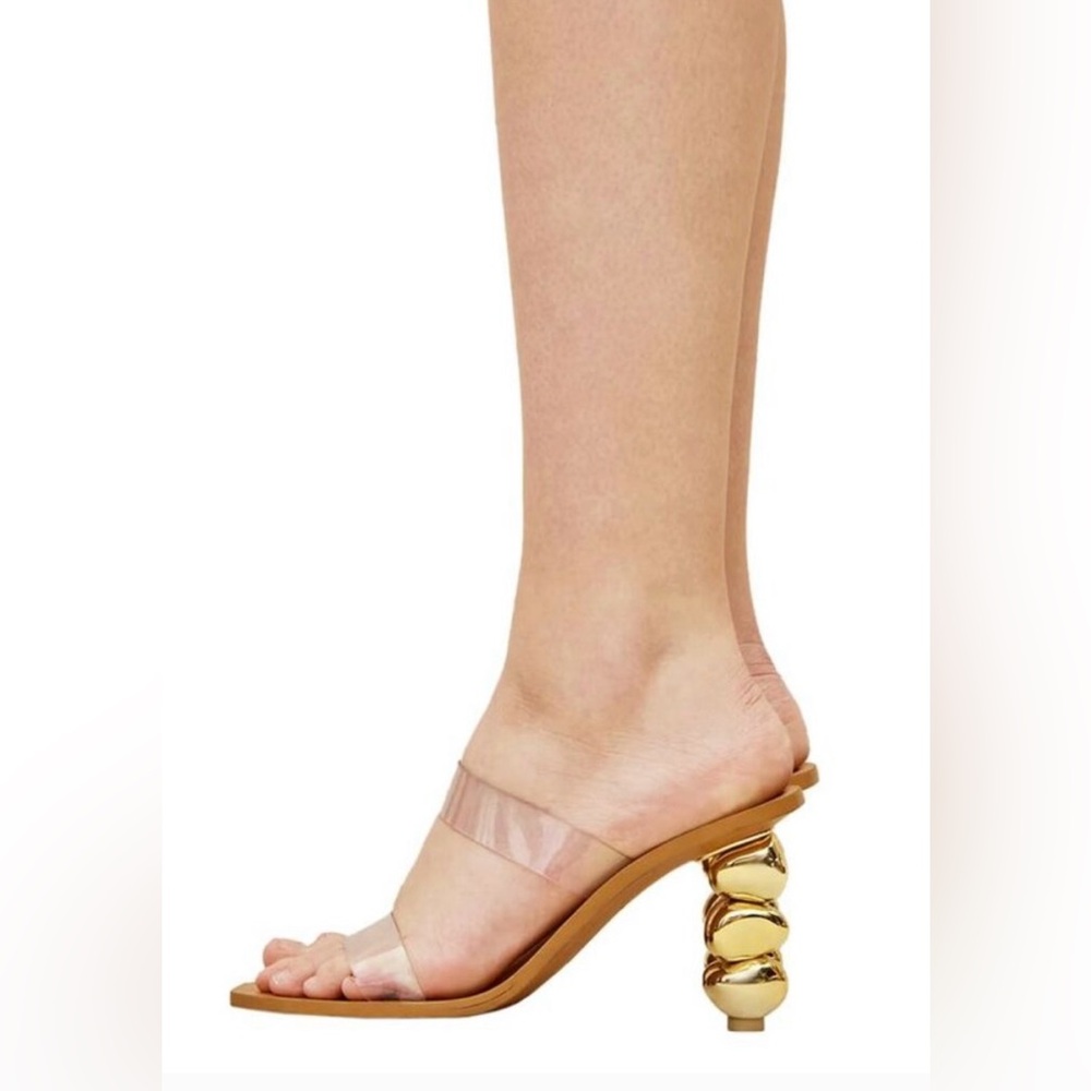 Cult Gaia Meta Gold and PVC Heels